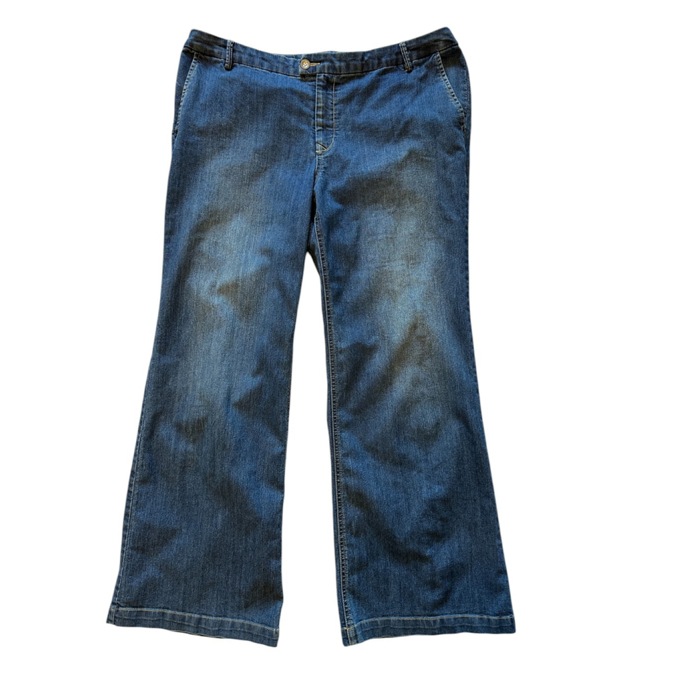 Women's Chico's Platinum Denim Jeans Size 3R US Size 16 Blue Stretch Faded Look